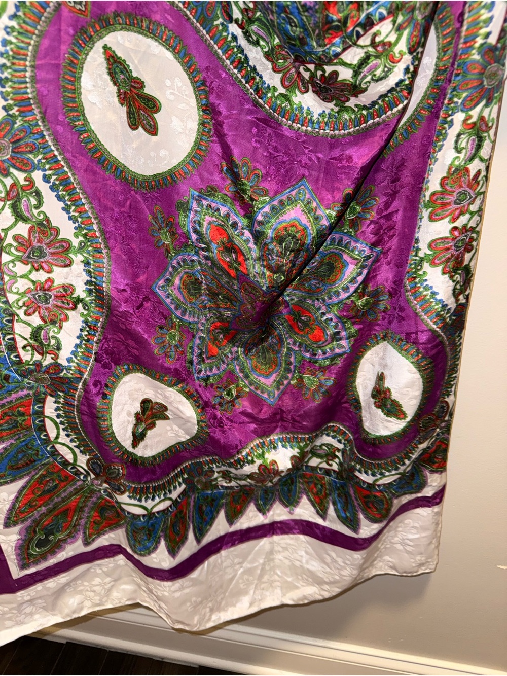 Purple Paisley Print Women's Silk-Look Top - Picture 4 of 4